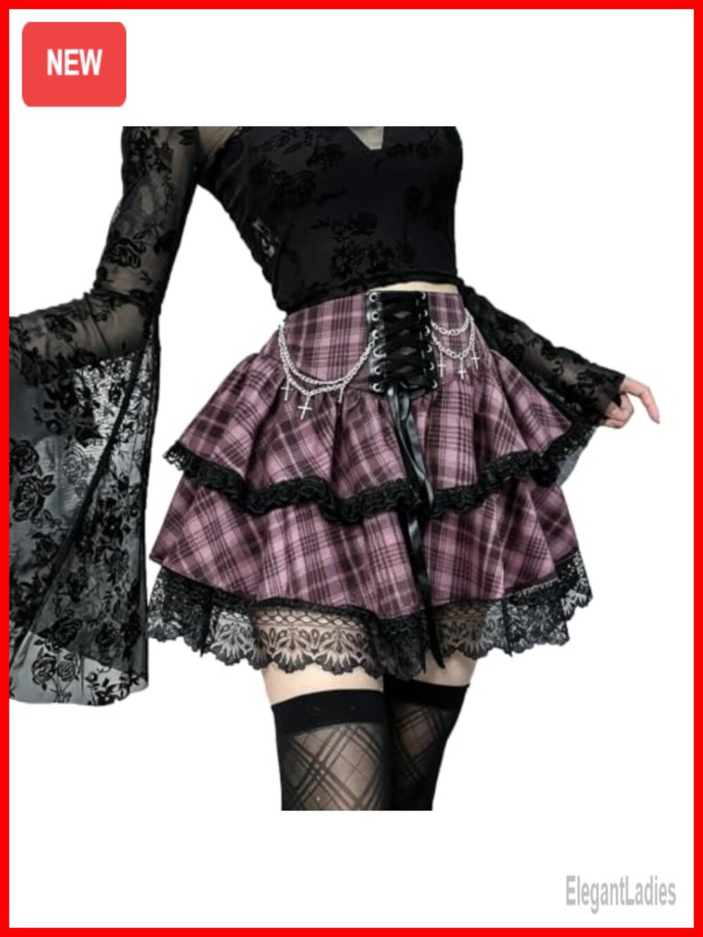 Gothic Lace Up Ruffle High Waist Mini Skirt Y2K Punk Emo